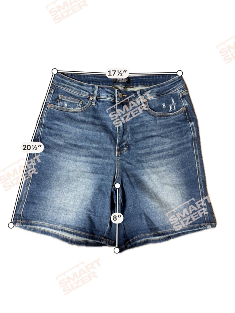 Judy Blue Medium Wash Distressed Denim Jean Shorts - Picture 6 of 6